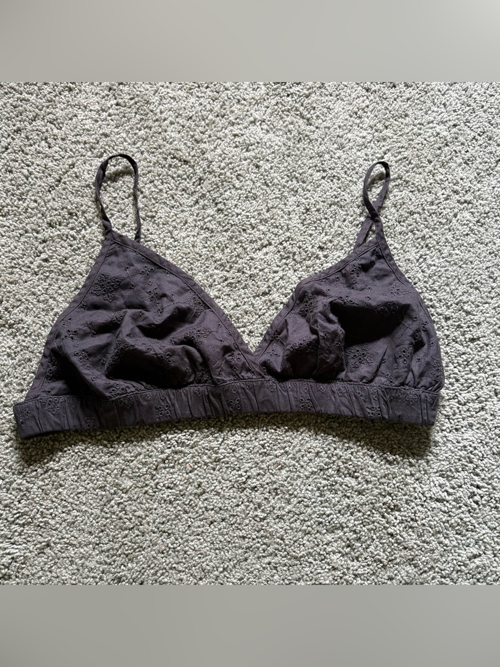 American Eagle Dark Grey Eyelet Bra Womens Size XL NWT Light Support
